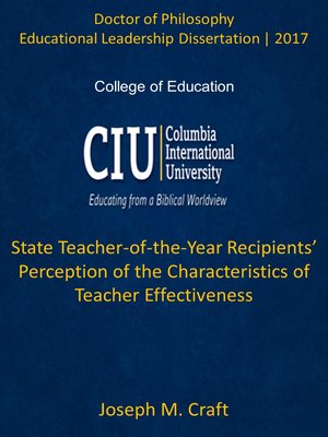 cover image of State Teacher-of-the-Year Recipients’ Perception of the Characteristics of Teacher Effectiveness